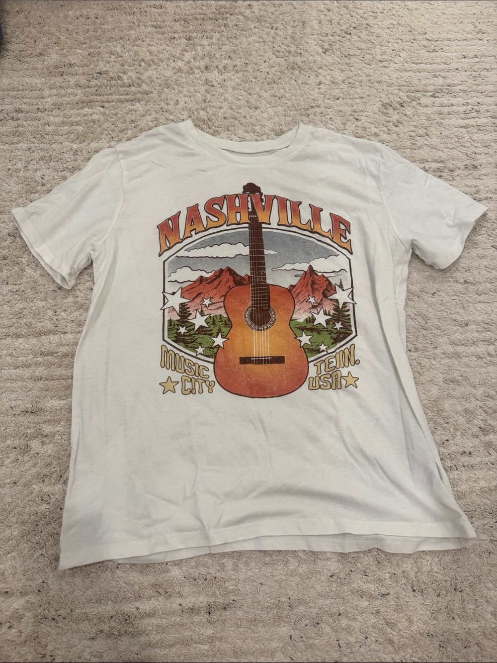 Time and Tru White Tee Guitar Nashville Graphic